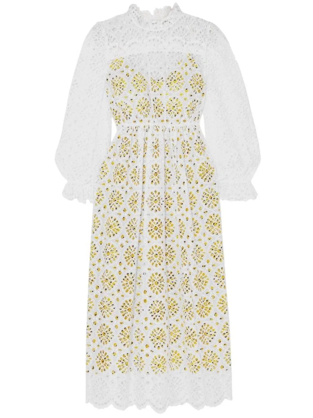 Diane von Furstenberg New Leandra White Eyelet Embroidery Midi Dress Size 4 - Picture 5 of 12